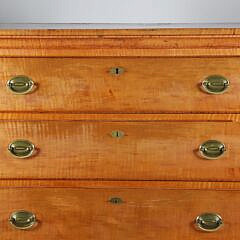 American Chippendale Curly Maple Tall Chest of Drawers, circa 1800
