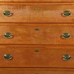 American Chippendale Curly Maple Tall Chest of Drawers, circa 1800