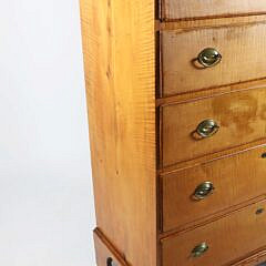 American Chippendale Curly Maple Tall Chest of Drawers, circa 1800