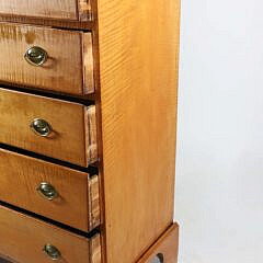 American Chippendale Curly Maple Tall Chest of Drawers, circa 1800