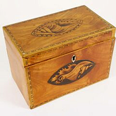 American Shell Inlaid Tea Caddy 19th Century