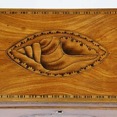 George III Antique Double Compartment Conch Shell Inlaid Tea Caddy, circa 1790