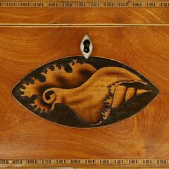 George III Antique Double Compartment Conch Shell Inlaid Tea Caddy, circa 1790