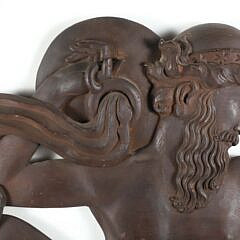 Art Deco Carved Wood Plaque “Oceanus”