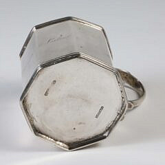 Zalmon Bostwick New York Coin Silver Paneled Cup with Applied Scroll Handle