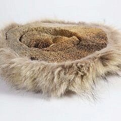 Inuit Antique Whale Bone Ceremonial Mask with Fur Surround