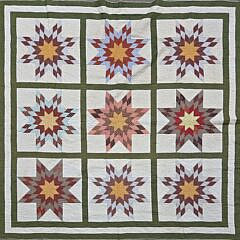 Antique Loan Star Calico Patchwork Quilt, 19th Century