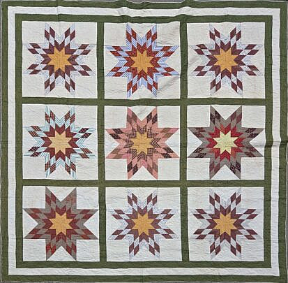 Antique Loan Star Calico Patchwork Quilt, 19th Century