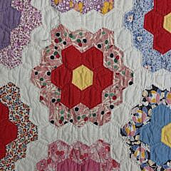 American Vintage Grandmother’s Flower Garden Quilt, circa 1930s