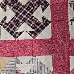 Antique American Pink and Multi-Color Double “T” Quilt, circa 1900