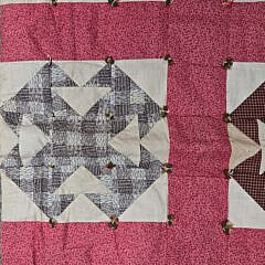 Antique American Pink and Multi-Color Double “T” Quilt, circa 1900