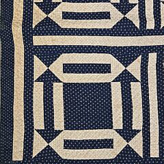 American Geometric Blue and White Patchwork Quilt