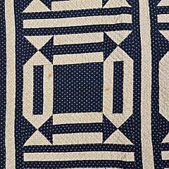 American Geometric Blue and White Patchwork Quilt