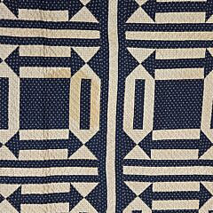 American Geometric Blue and White Patchwork Quilt