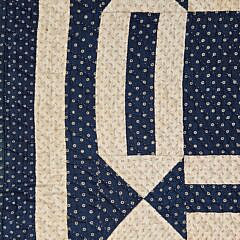 American Geometric Blue and White Patchwork Quilt