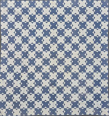Vintage American Denim Blue and White "Cross" Pattern Patchwork Quilt, circa 1920s