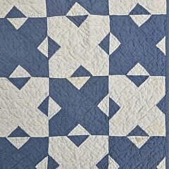 Vintage American Denim Blue and White “Cross” Pattern Patchwork Quilt, circa 1920s