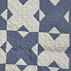 Vintage American Denim Blue and White “Cross” Pattern Patchwork Quilt, circa 1920s