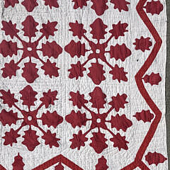 Antique American Red and White “Leaf” Motif Patchwork Quilt