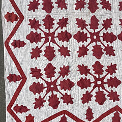 Antique American Red and White “Leaf” Motif Patchwork Quilt