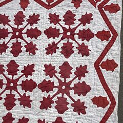 Antique American Red and White “Leaf” Motif Patchwork Quilt