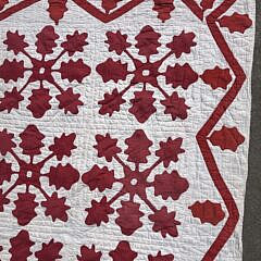 Antique American Red and White “Leaf” Motif Patchwork Quilt