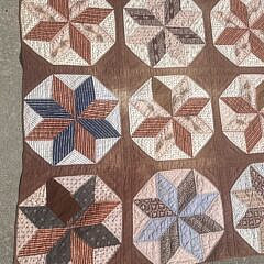 Antique American Lemoyne Star Patchwork Quilt, 19th Century