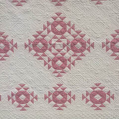 Vintage American Pink and White “Crown of Thorns” Patchwork Quilt, circa 1930s