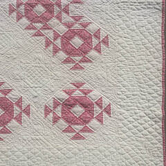 Vintage American Pink and White “Crown of Thorns” Patchwork Quilt, circa 1930s