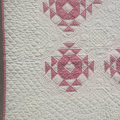 Vintage American Pink and White “Crown of Thorns” Patchwork Quilt, circa 1930s