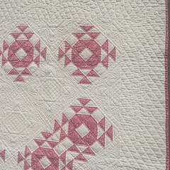 Vintage American Pink and White “Crown of Thorns” Patchwork Quilt, circa 1930s