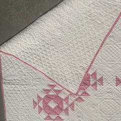 Vintage American Pink and White “Crown of Thorns” Patchwork Quilt, circa 1930s