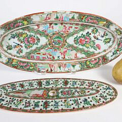 Scarce Rose Medallion Small Fish Platter, 19th Century
