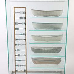 Marc Petrovic Five Glass Boat Sculptures in Custom Glass Case