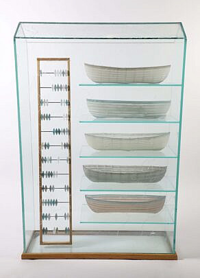 Marc Petrovic Five Glass Boat Sculptures in Custom Glass Case