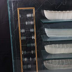 Marc Petrovic Five Glass Boat Sculptures in Custom Glass Case