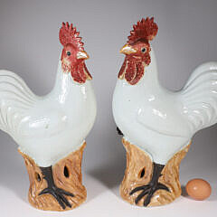 Pair of Chinese Export Porcelain Roosters, 19th Century