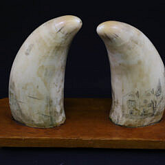 Pair of Antique Scrimshaw Sperm Whale Teeth, 19th Century