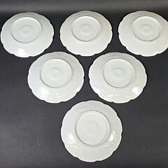  Set of Six Antique Hand Painted Porcelain Oyster Plates, 19th century