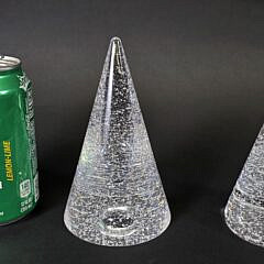 Two Signed Steuben Clear Crystal Stardust Christmas Tree Figurines