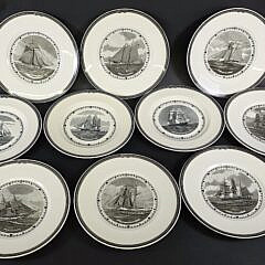 Set of Ten Vintage Wedgwood Sailing Ship Naval Martitime Dinner Plates