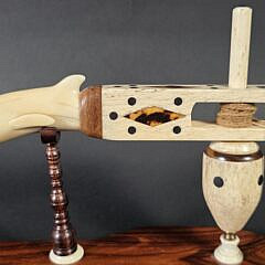 One of a Kind Whaelman Made Antique Inlaid Whalebone Spinning Top, 19th century