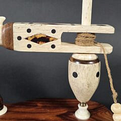 One of a Kind Whaelman Made Antique Inlaid Whalebone Spinning Top, 19th century