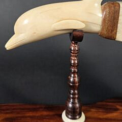 One of a Kind Whaelman Made Antique Inlaid Whalebone Spinning Top, 19th century