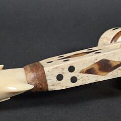 One of a Kind Whaelman Made Antique Inlaid Whalebone Spinning Top, 19th century