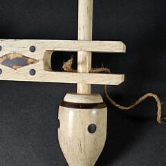 One of a Kind Whaelman Made Antique Inlaid Whalebone Spinning Top, 19th century