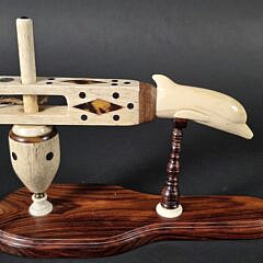 One of a Kind Whaelman Made Antique Inlaid Whalebone Spinning Top, 19th century