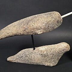 Antique Carved Fossilized Whalebone Narwhal and Seal Sculpture Figurine, 19th century