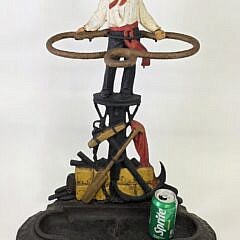 Antique Polychrome Cast Iron Figural Sailor Nautical Maritime Umbrella Stand, circa 1920s