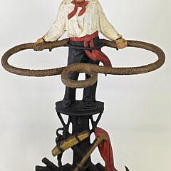 Antique Polychrome Cast Iron Figural Sailor Nautical Maritime Umbrella Stand, circa 1920s